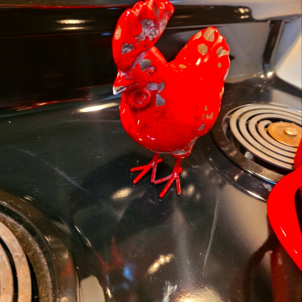 Cute red Rooster Kitchen Art piece